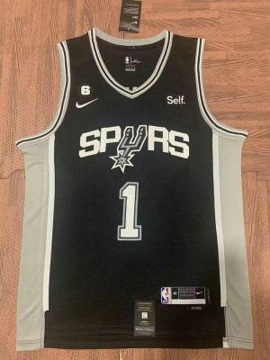 NBA 1 Wembanyama San Antonio Spurs Maillot noir brodé